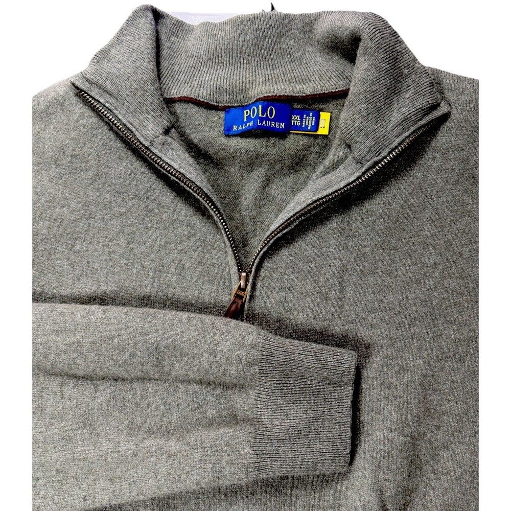 Polo‎ Ralph Lauren Green Wool Quarter-Zip Sweater Mens XXL
